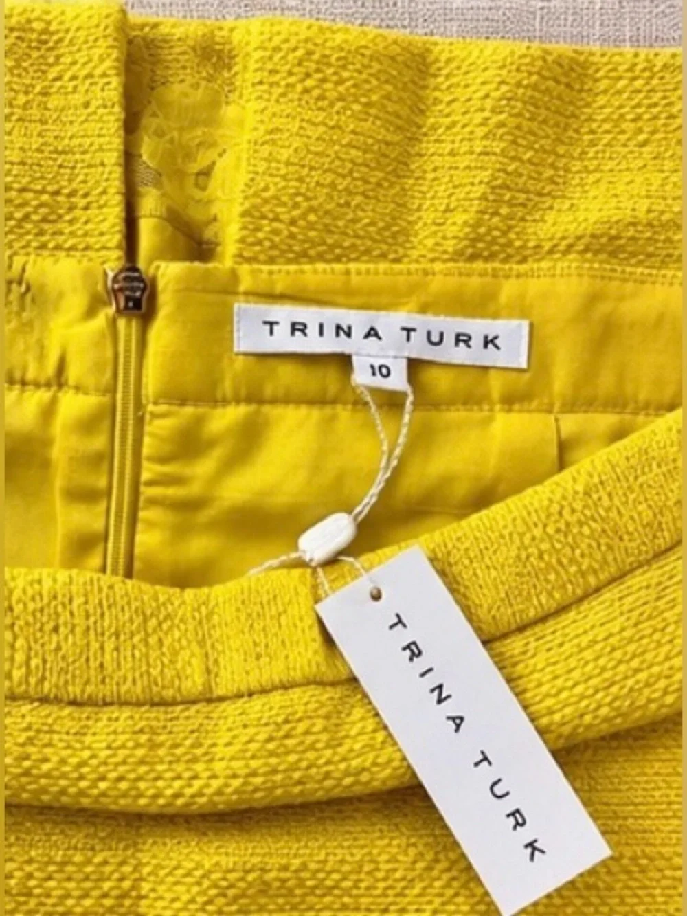 Trina Turk Canary Yellow Textured Pencil Skirt Size 10 NWT